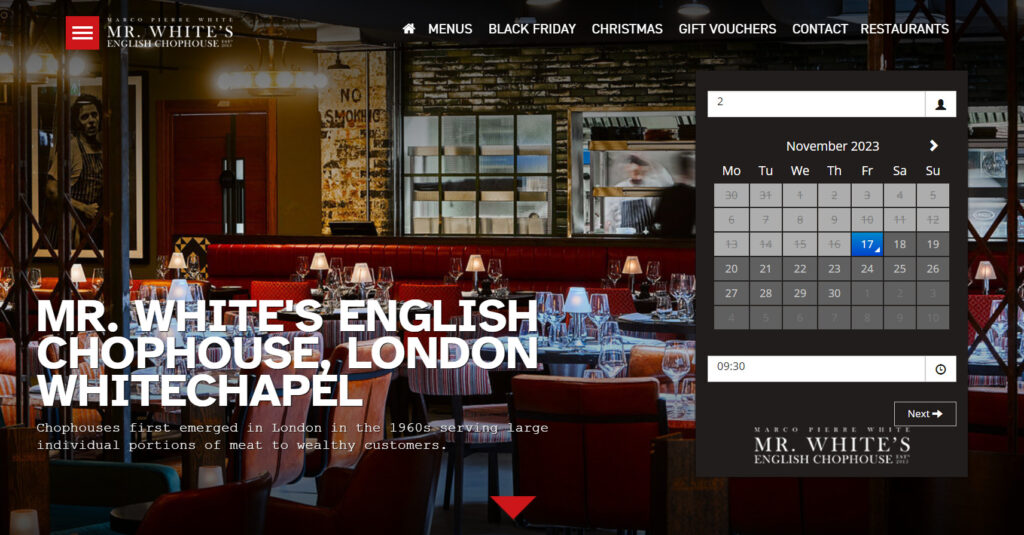 Mr. White’s English Chophouse, halal steaks